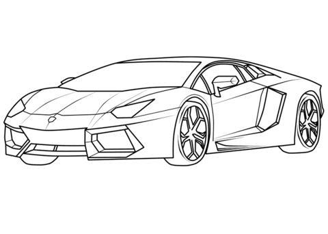 Desenho Pdf de Lamborghini Aventador para Imprimir e Colorir