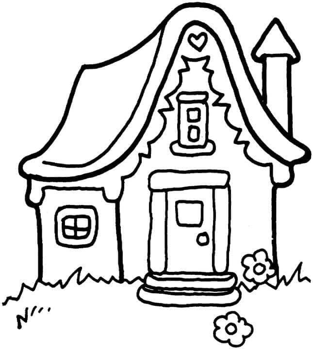 Desenho de Casa Fofa para Colorir