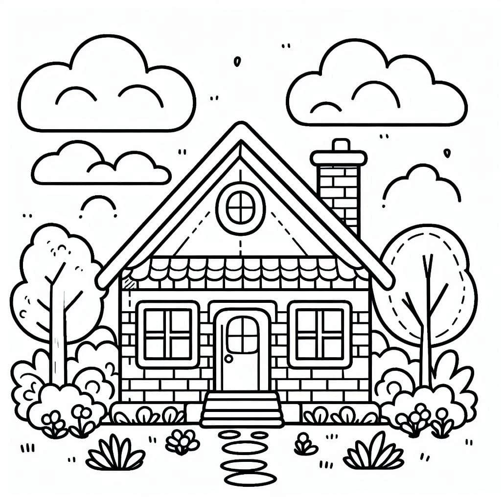 Desenho de Casa Muito Bonita para Colorir