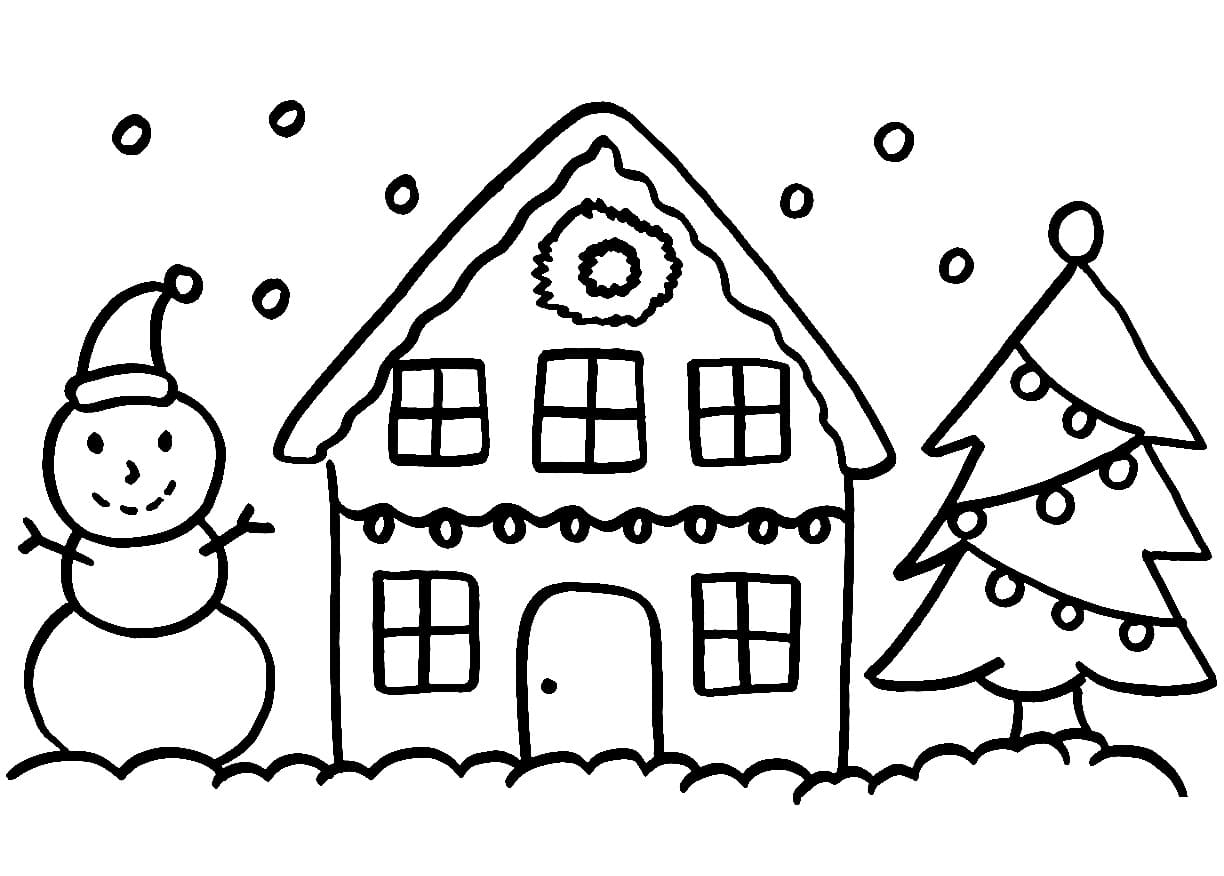Desenho de Casa de Natal para Colorir