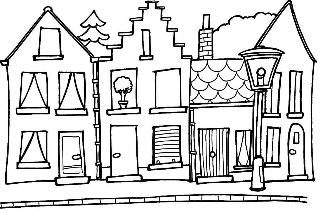 Desenho de Casas para Colorir
