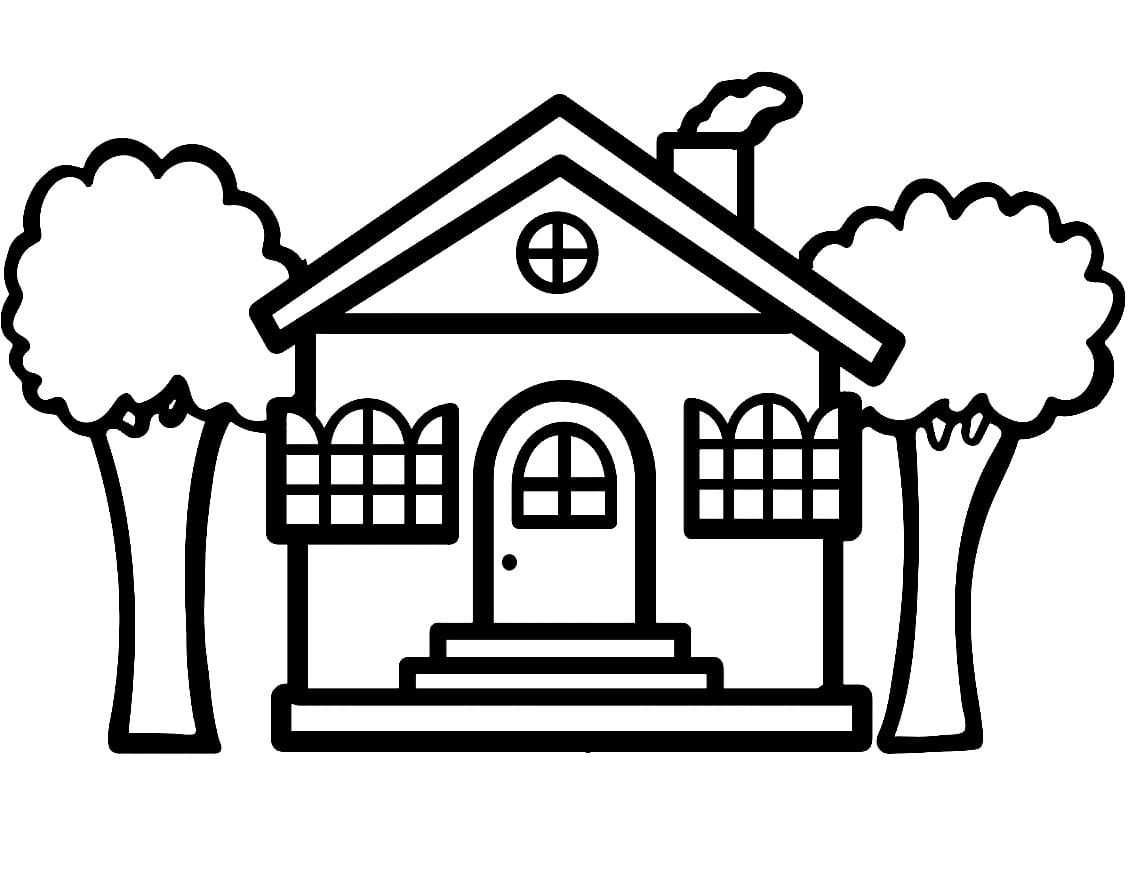 Desenho de uma Casa Básica para Colorir