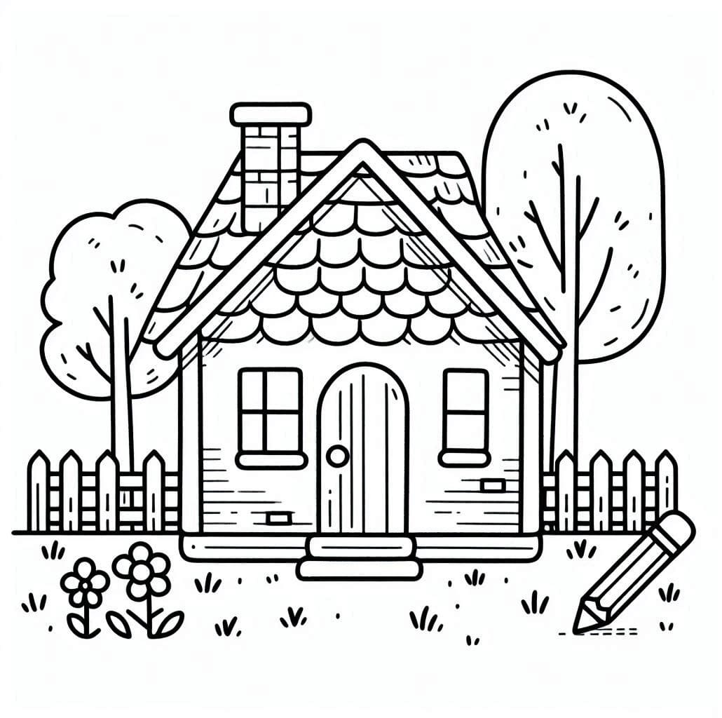 Desenho de uma Casa Muito Bonita para Colorir