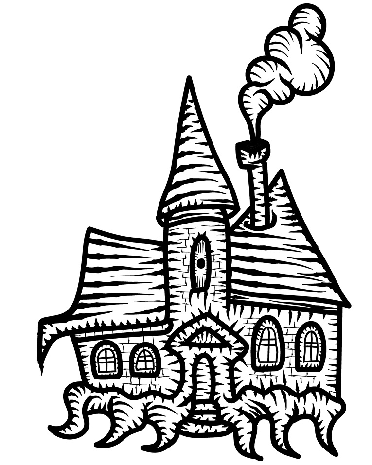 Desenho de Castelo de Halloween para Colorir Grátis