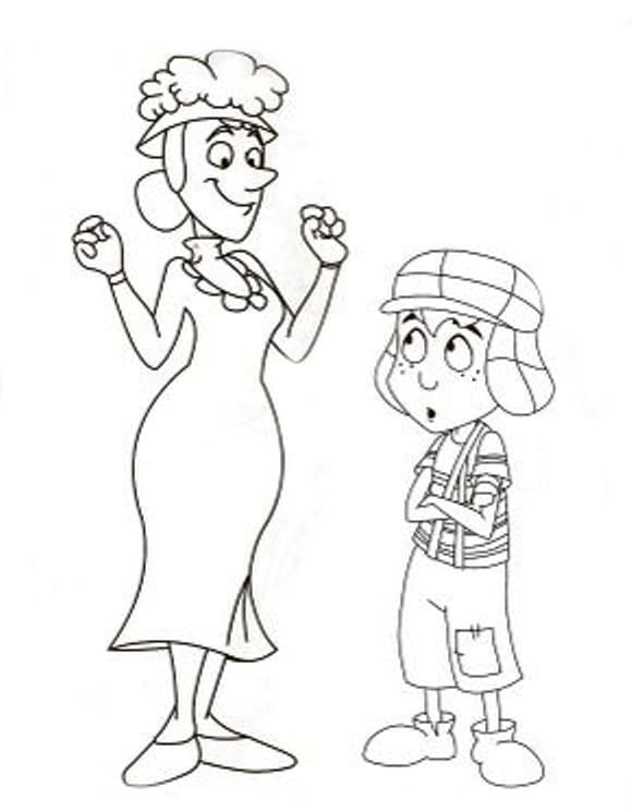 Desenho de Bruxa do 71 e Chaves para Colorir