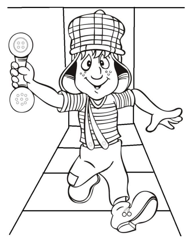 Desenho de Chaves Correndo para Colorir