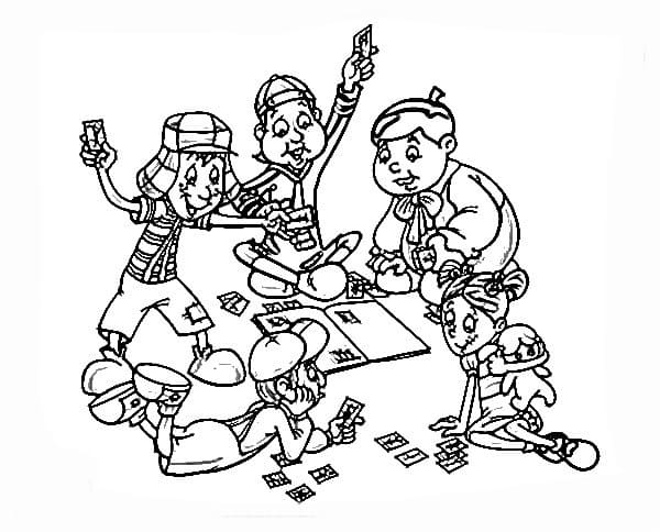 Desenho de Chaves e Amigos para Colorir