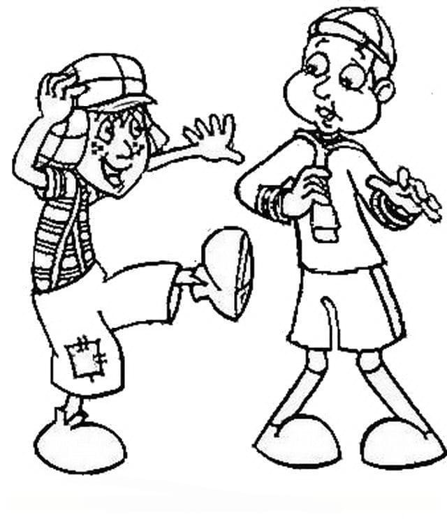 Desenho de Chaves e Quico para Colorir