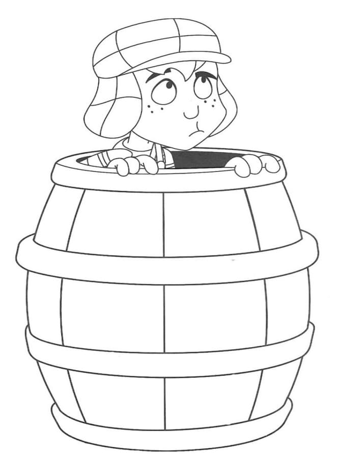 Desenho de Chaves no Barril para Colorir