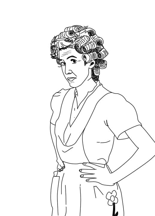 Desenho de Dona Florinda de Chaves para Colorir