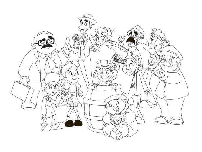 Desenho de Personagens de Chaves para Colorir