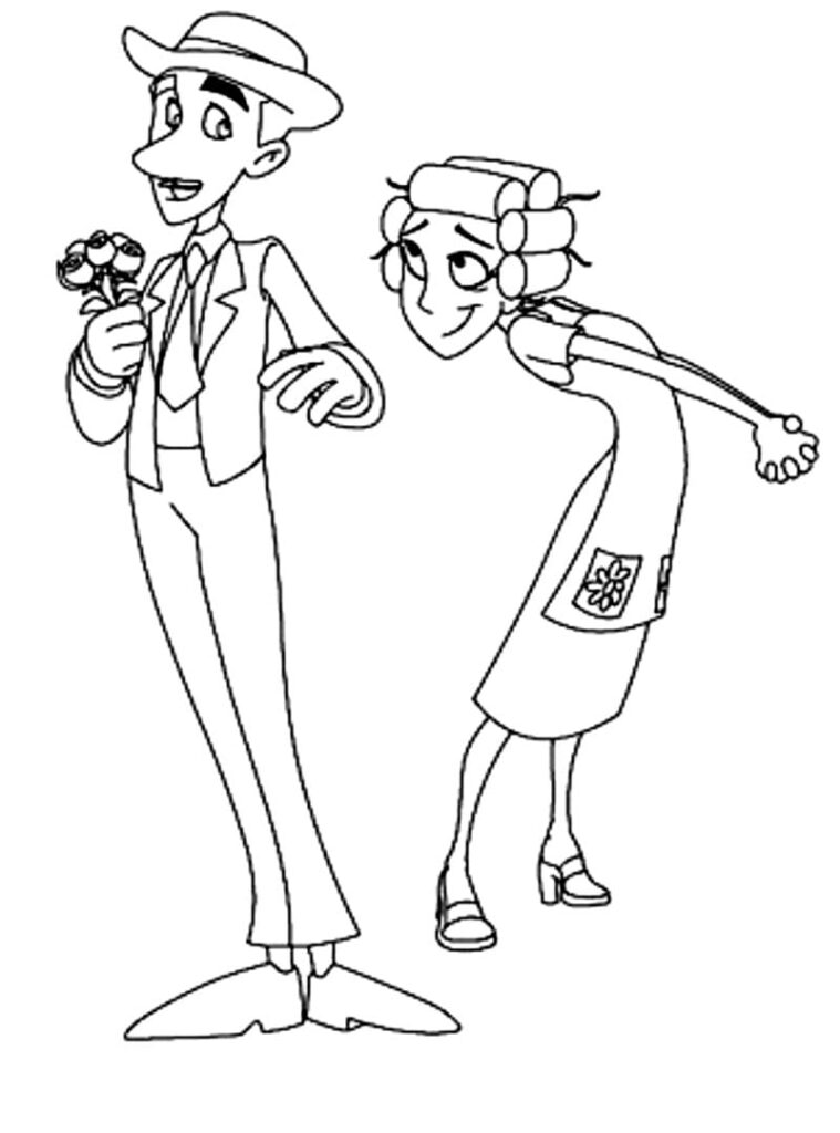 Desenho de Professor Girafales e Dona Florinda para Colorir
