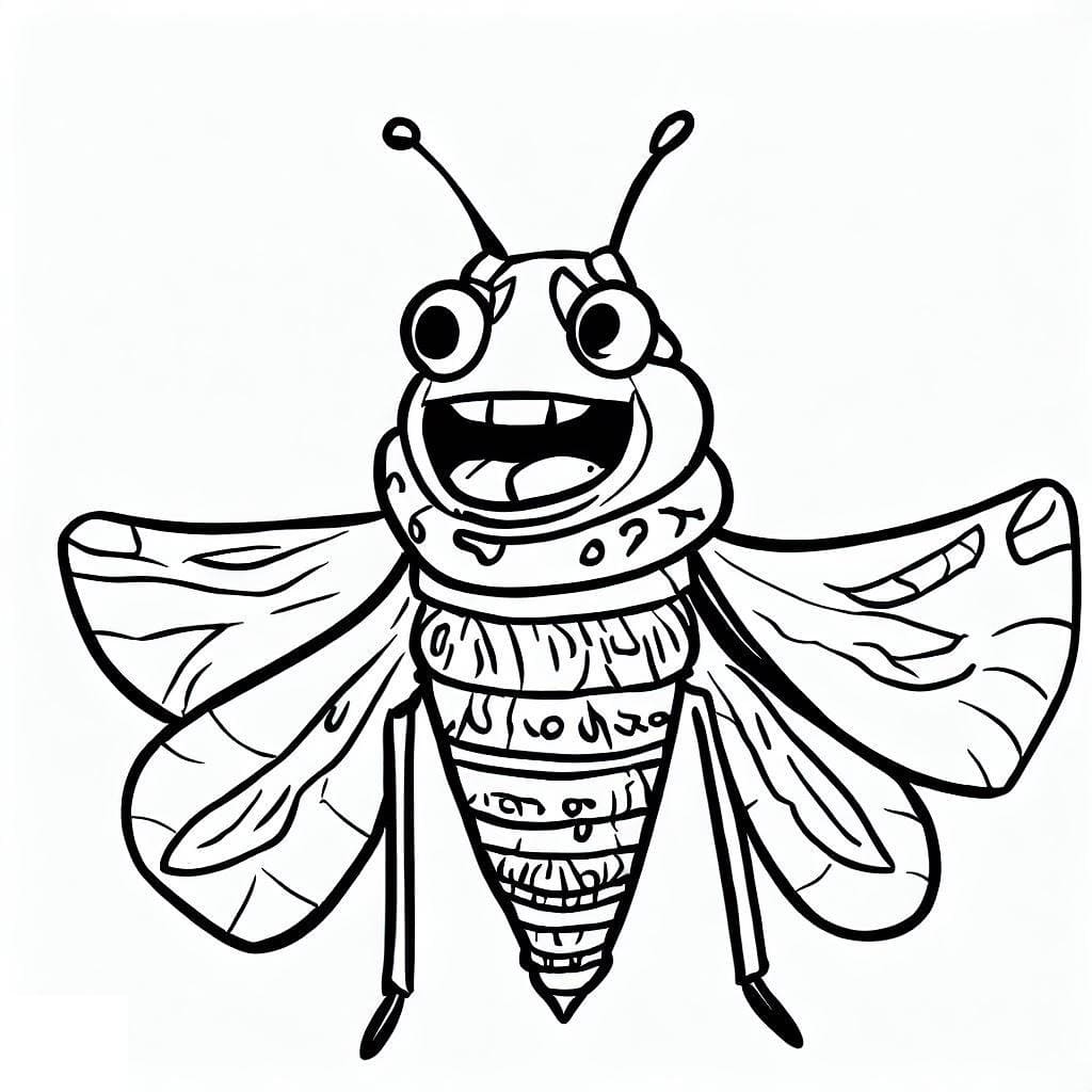 Desenho de Cigarra Muito Engracada para Colorir