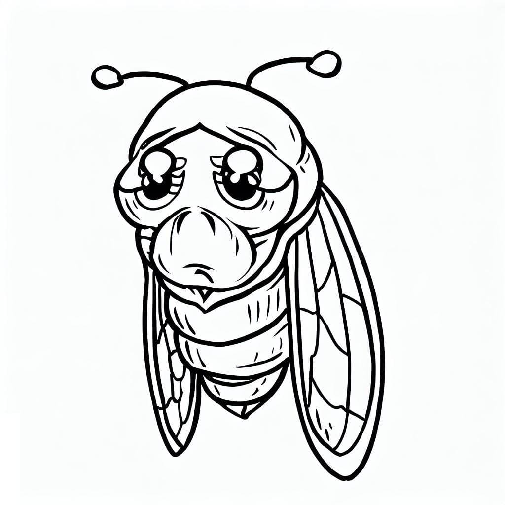 Desenho de Cigarra Triste para Colorir