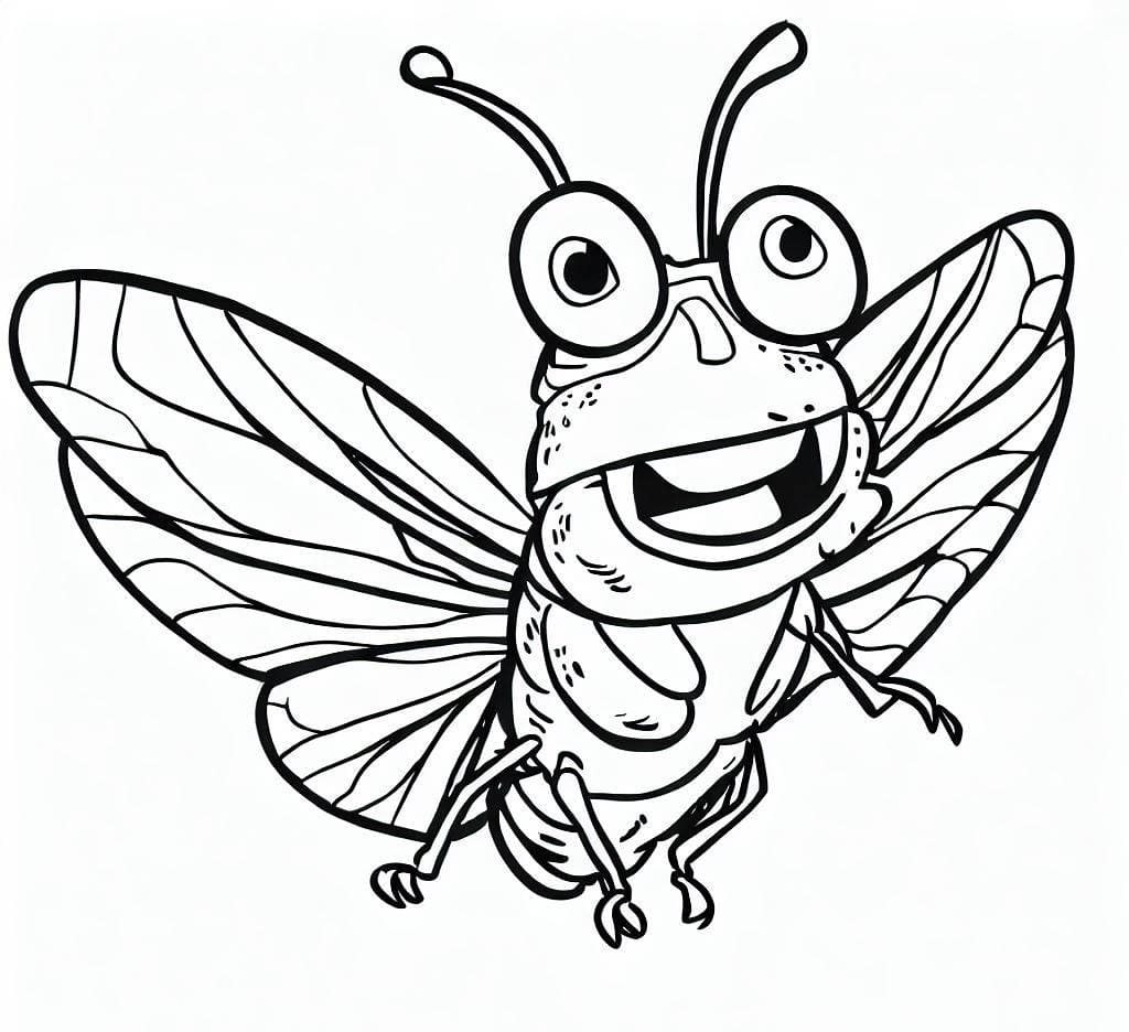 Desenho de uma Cigarra Engracada para Colorir