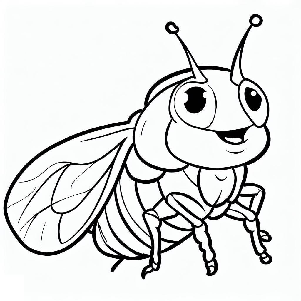 Desenho de uma Cigarra Feliz para Colorir