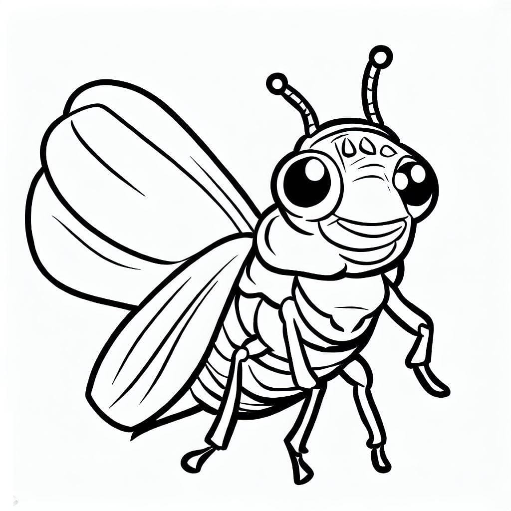 Desenho de uma Cigarra Muito Feliz para Colorir