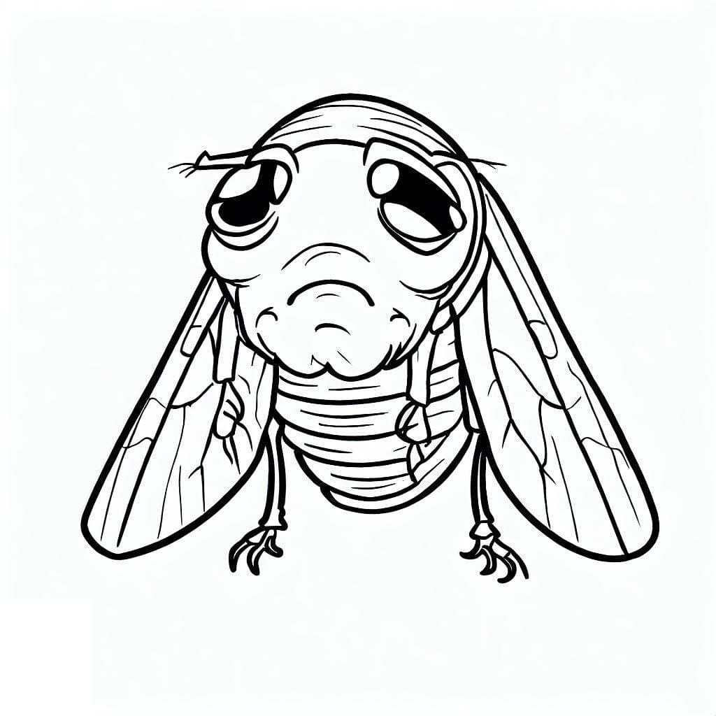 Desenho de uma Cigarra Triste para Colorir