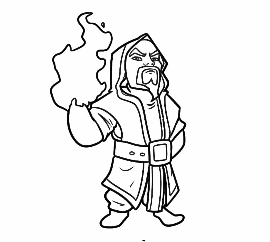 Desenho de Clash Royale com Mago para Colorir Pdf