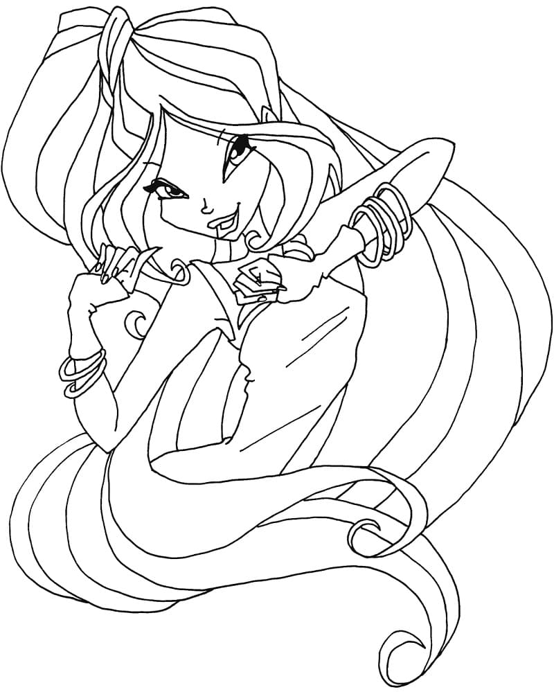 Desenho de Flora da Clube Winx Bonita para Colorir Pdf
