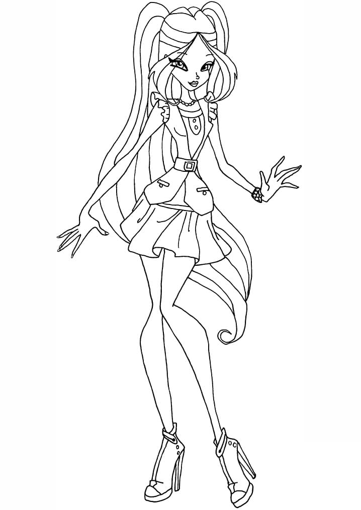 Desenho de Flora da Clube Winx Colorida para Colorir Pdf