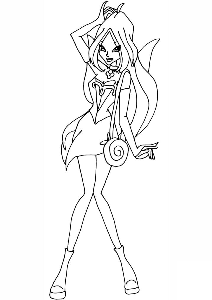 Desenho de Flora da Clube Winx com Poderes para Imprimir