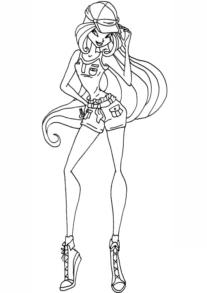 Desenho de Flora da Clube Winx Fofa para Colorir Pdf