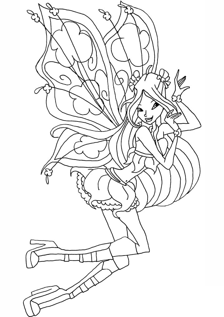 Desenho de Flora da Clube Winx para Imprimir Lápis de Cor