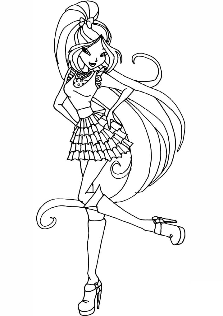 Desenho de Flora da Clube Winx Realista para Colorir