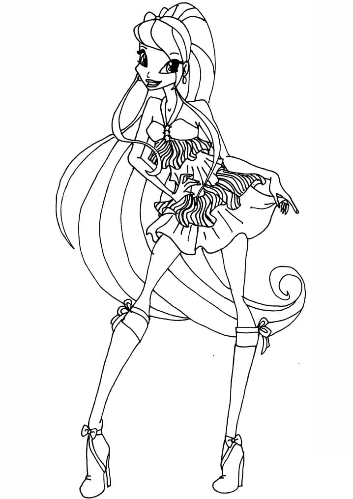 Desenho de Stella da Clube Winx Colorida para Colorir Pdf