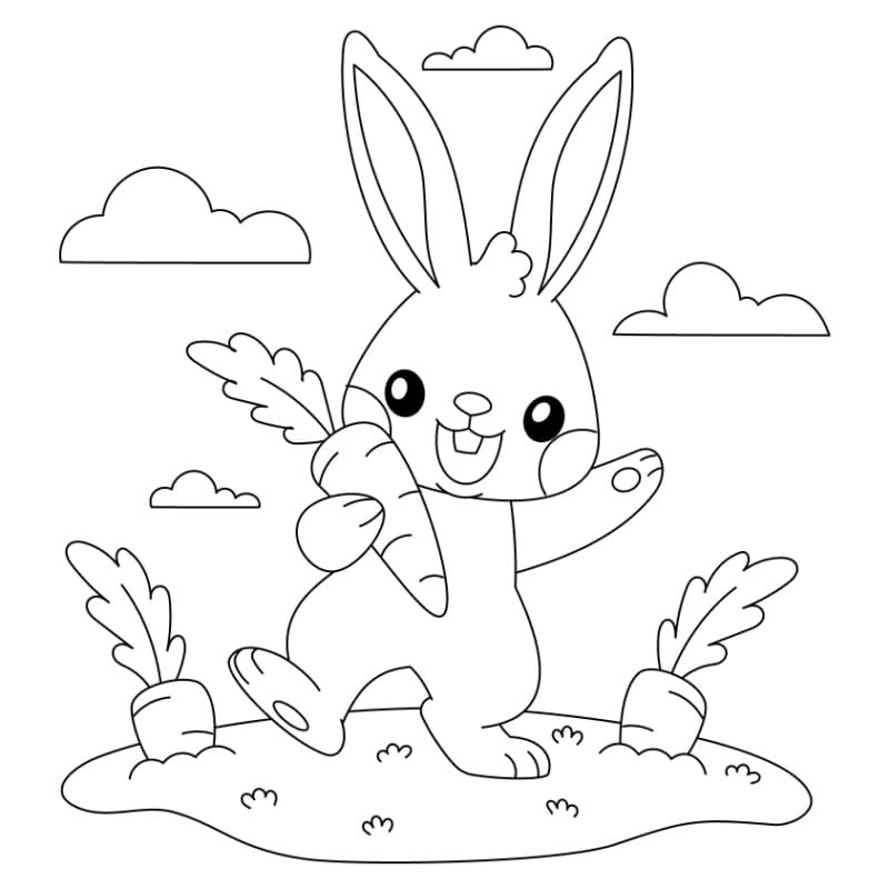 Desenho de Coelho Feliz para Colorir
