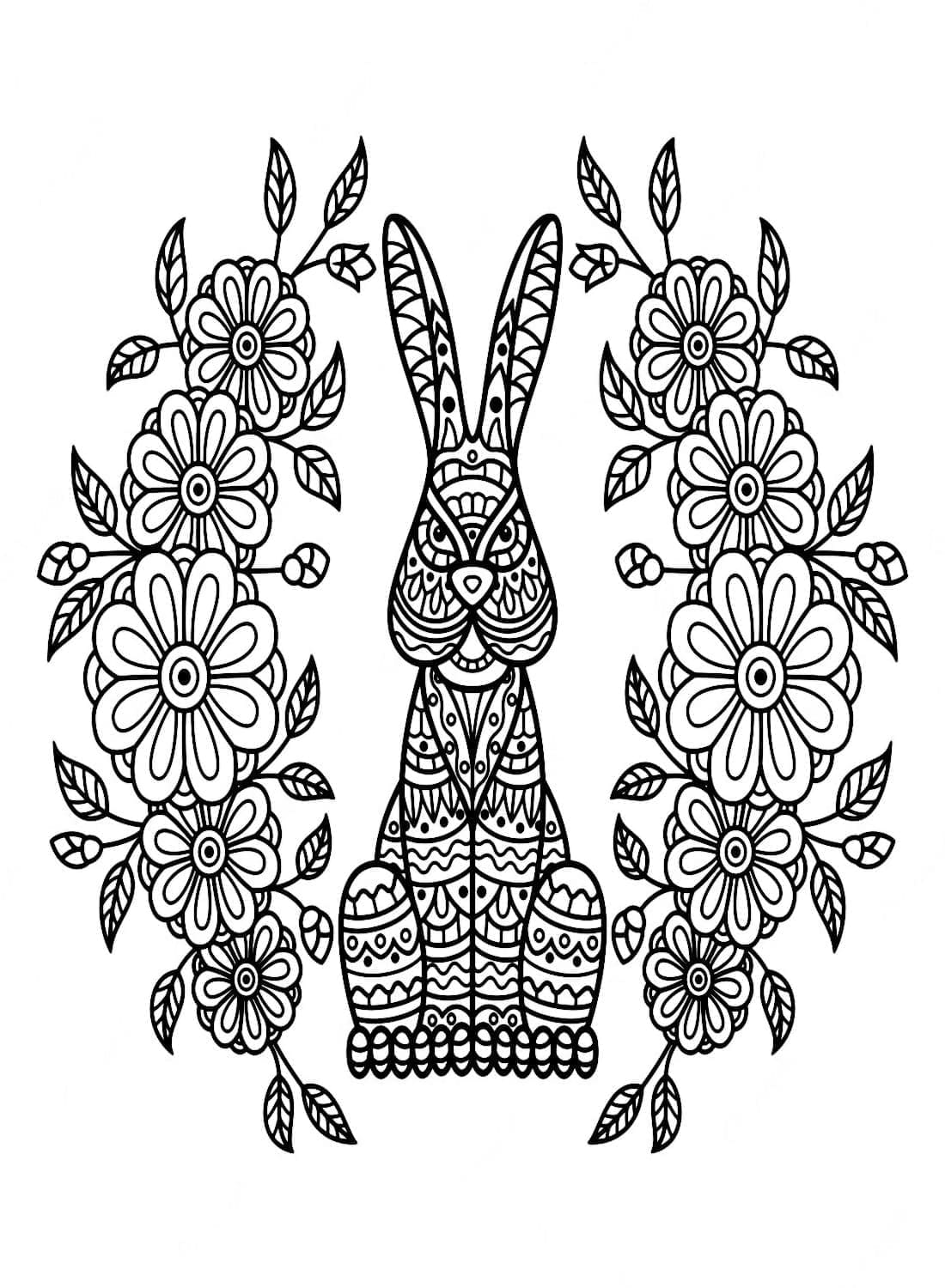 Desenho de Coelho Grátis para Adultos para Colorir