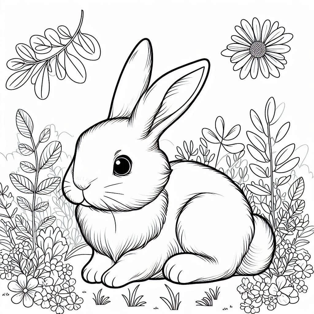 Desenho de Coelho Realista para Colorir