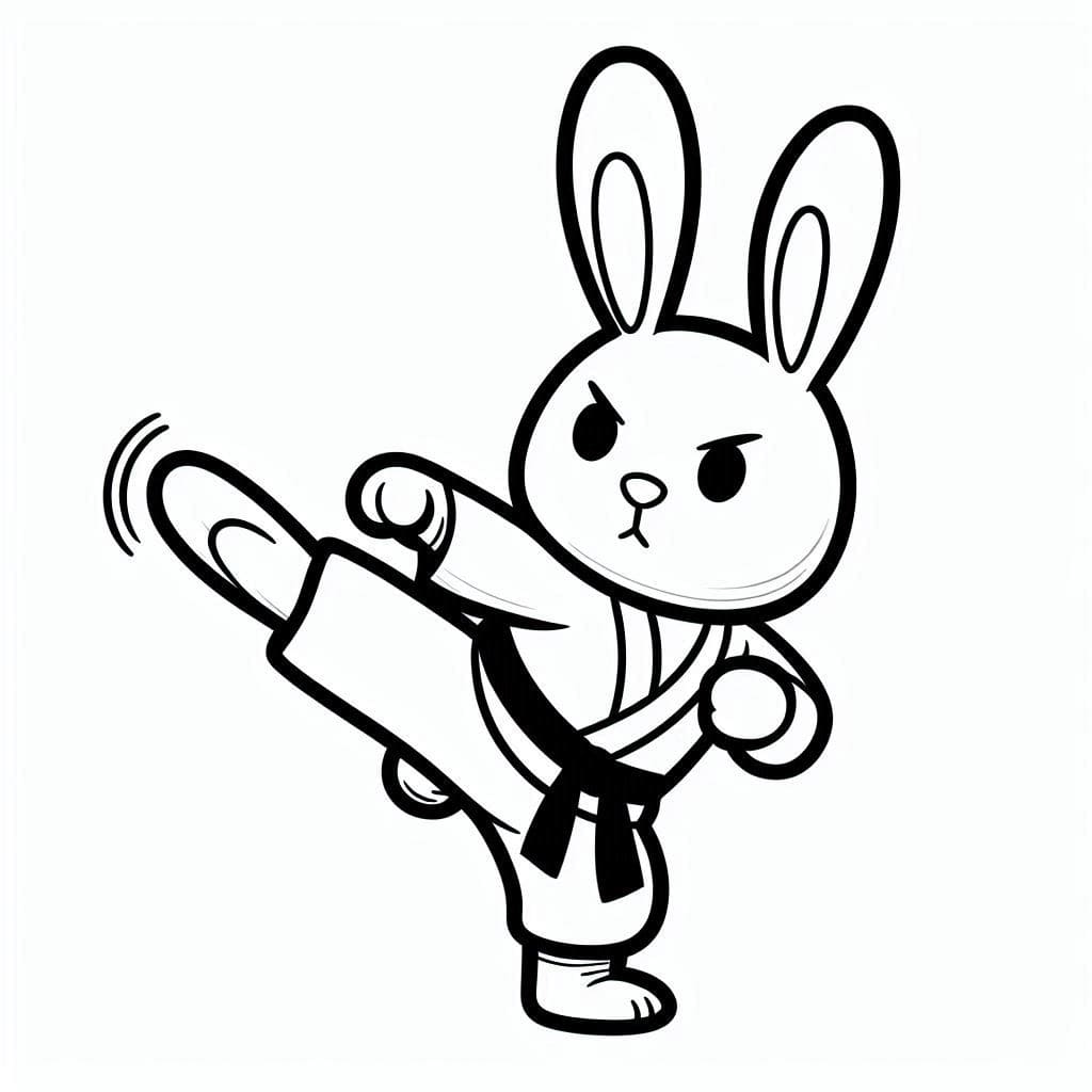 Desenho de Coelho de Karate para Colorir