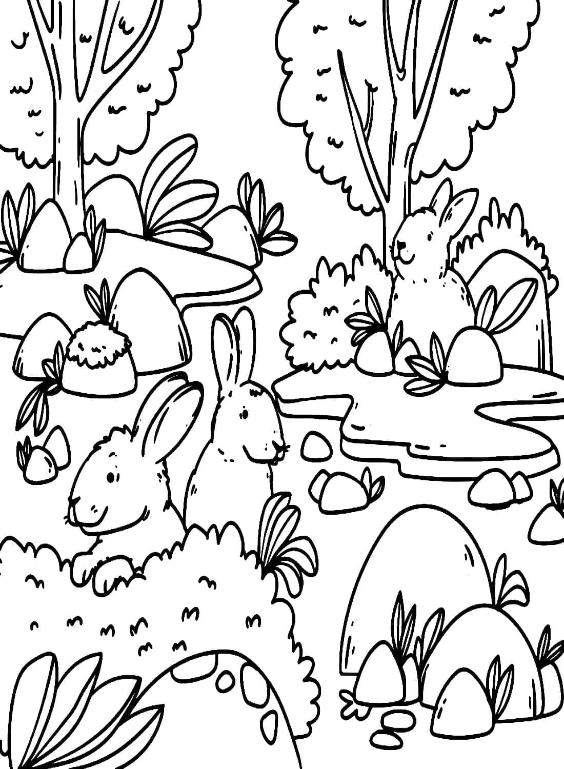 Desenho de Coelhos para Colorir