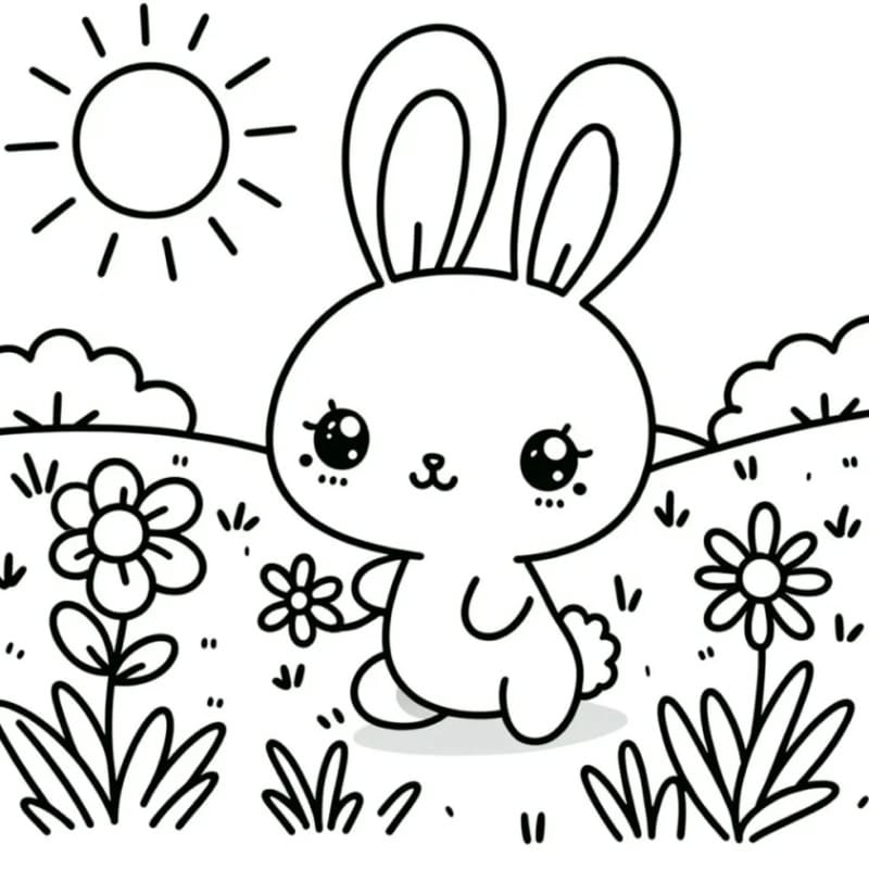 Desenho de Kawaii Coelho para Colorir