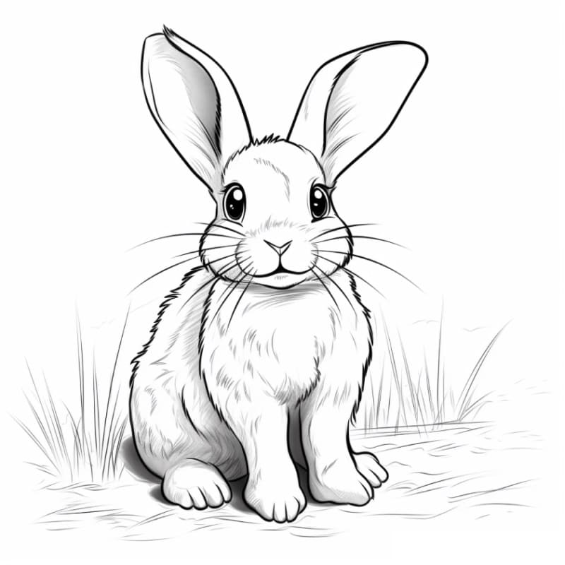 Desenho de um Coelho Realista para Colorir