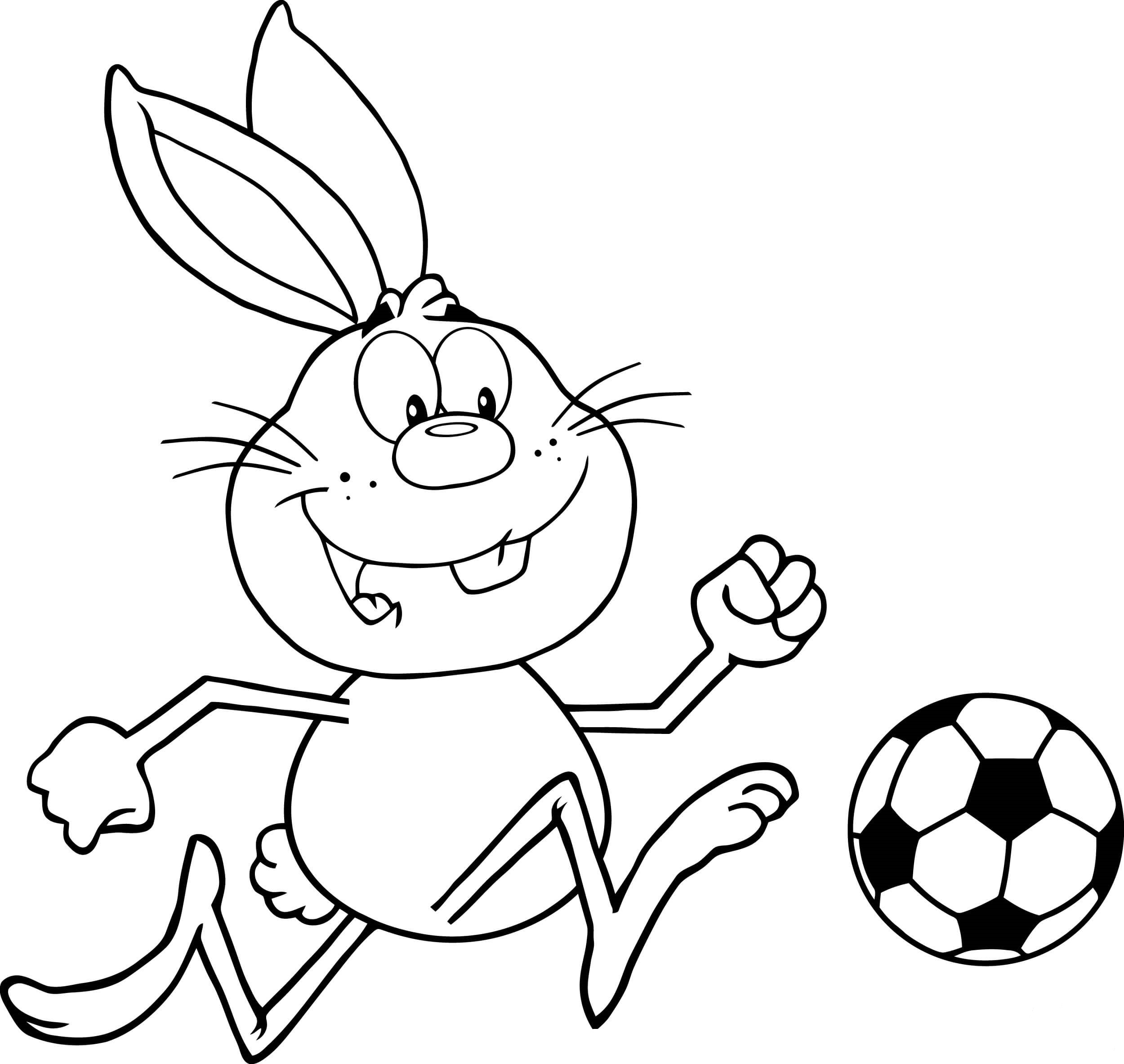 Desenho de Coelho Jogando Futebol para Colorir Imprimivel
