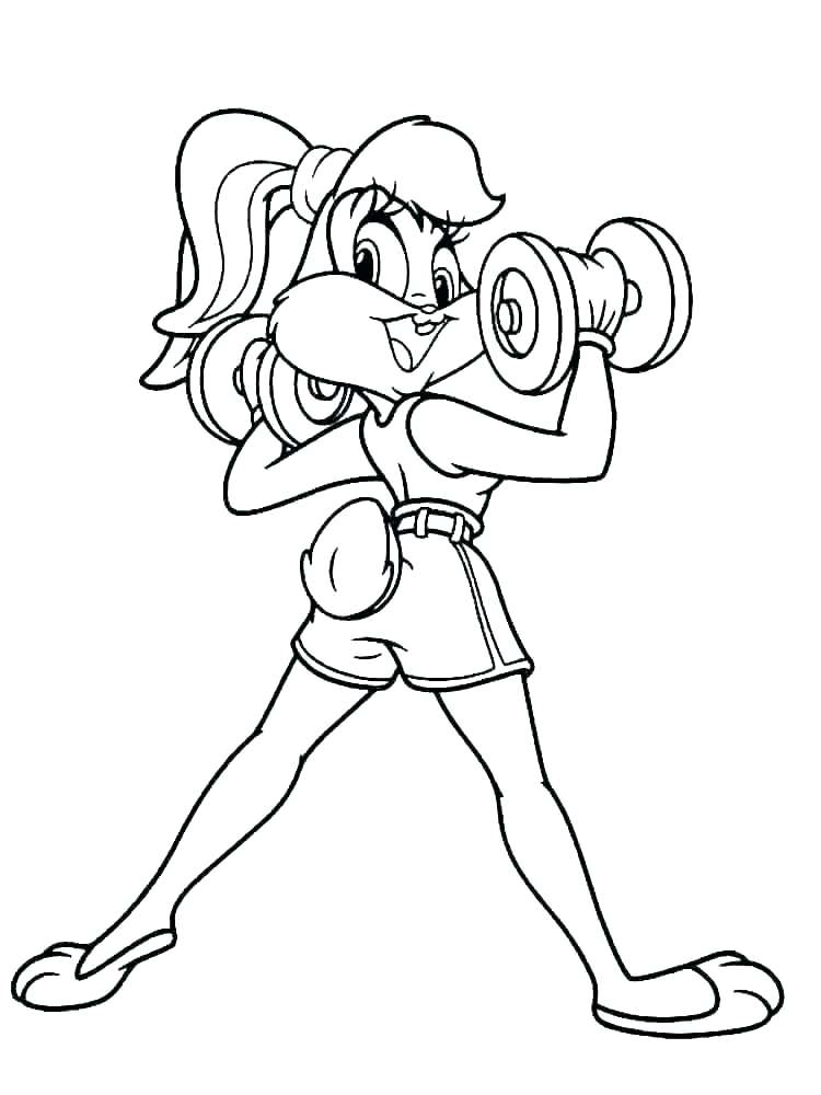 Desenho de uma Coelha na Academia para Colorir Download Pdf