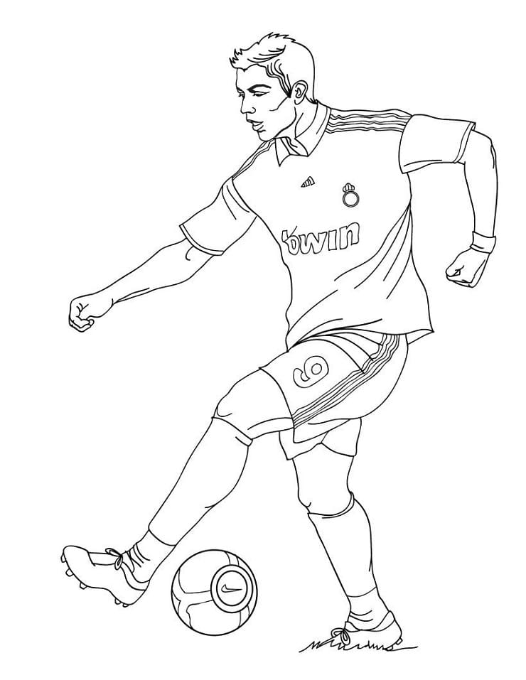 Desenho Cristiano Ronaldo Driblando para Colorear