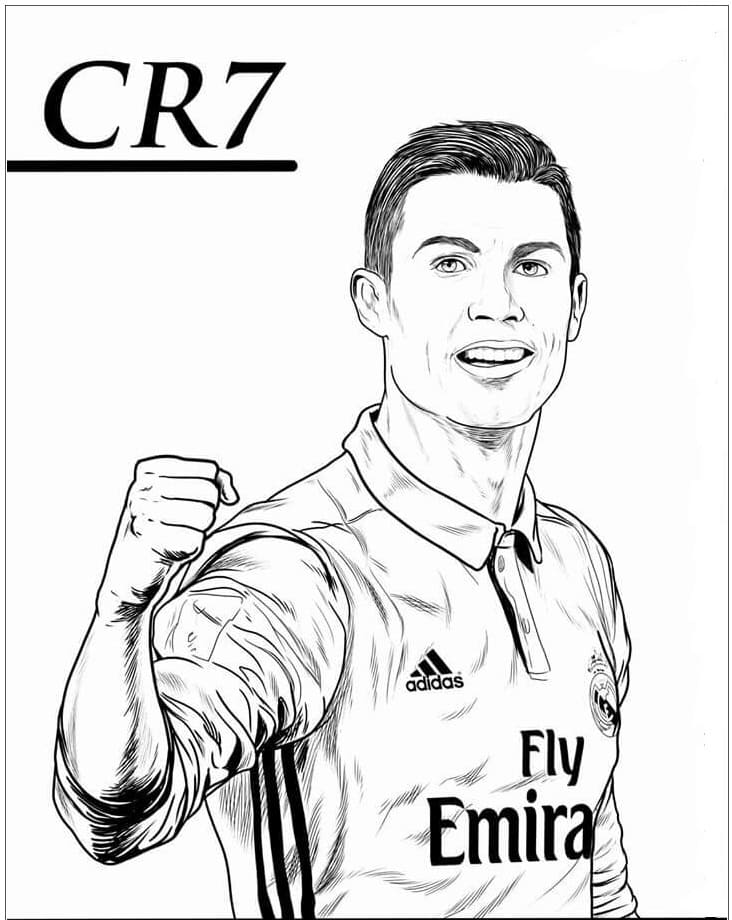Desenho de Cristiano Ronaldo Chutando para Colorir