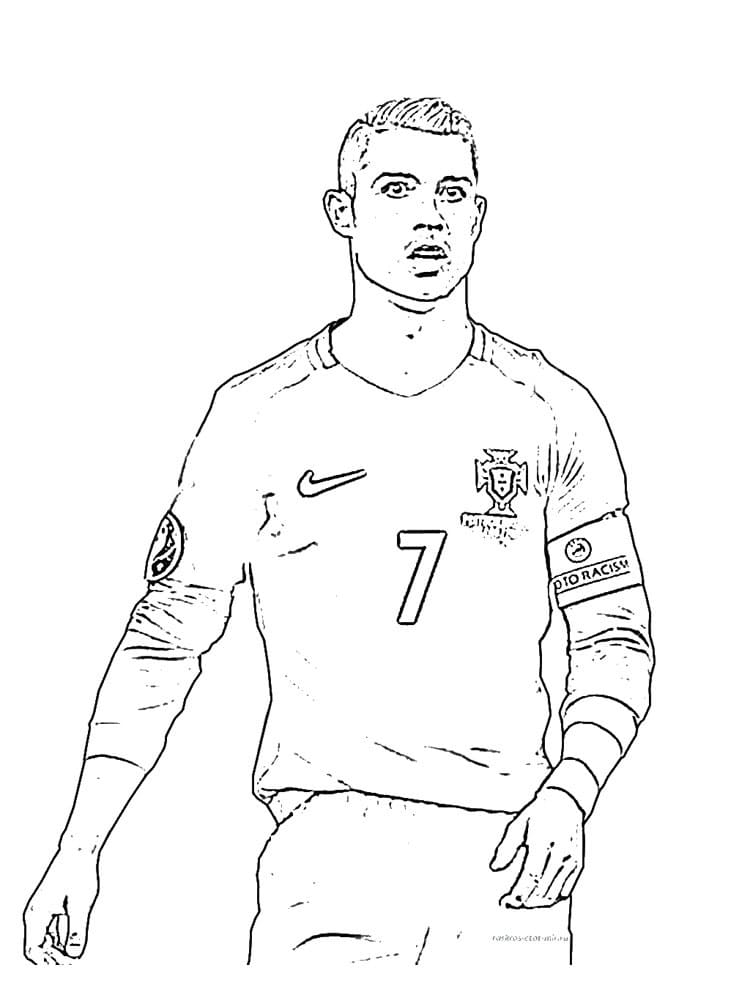 Desenho de Cristiano Ronaldo Colorido para Colorir Pdf