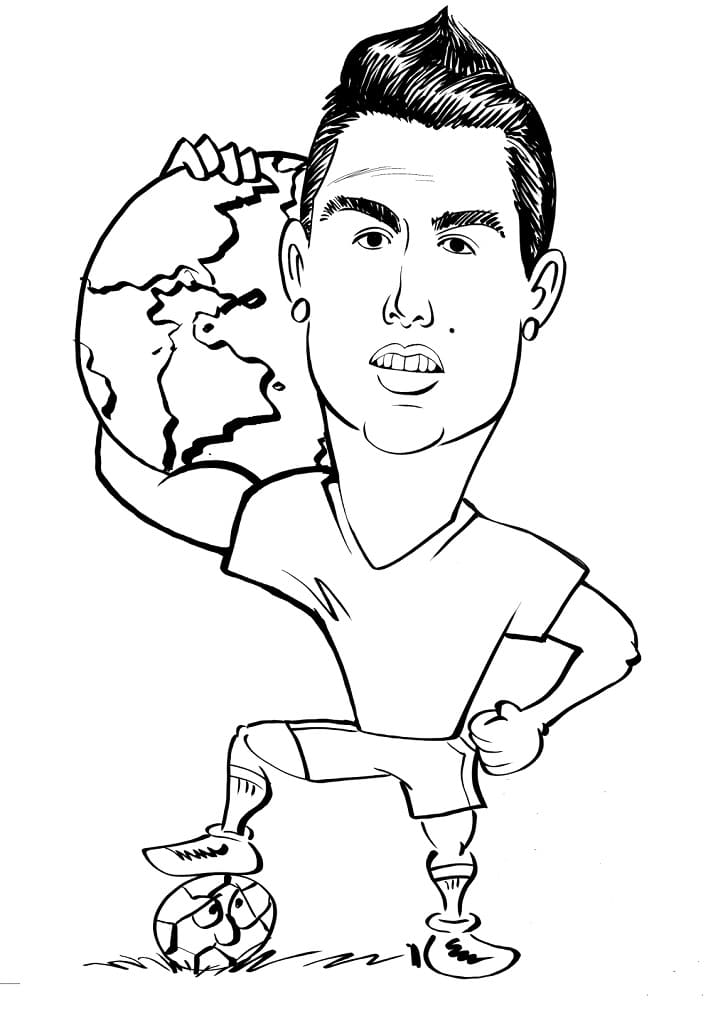 Desenho de Cristiano Ronaldo com Bola para Imprimir