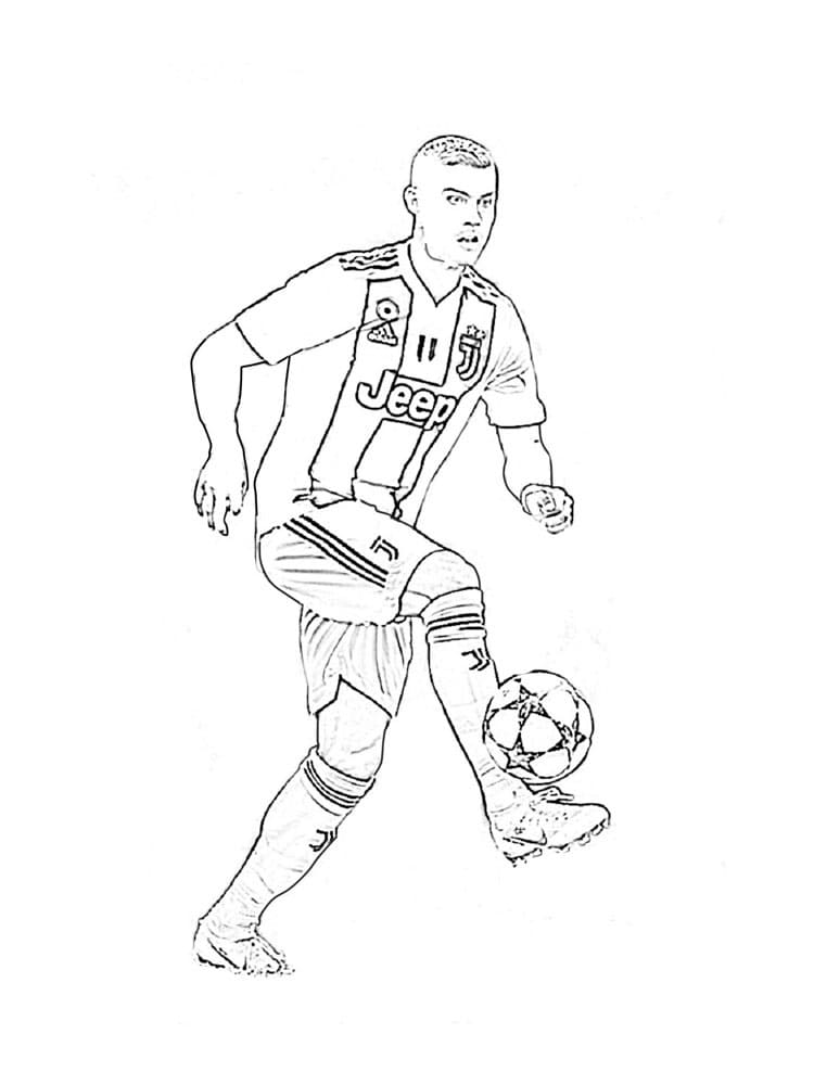 Desenho de Cristiano Ronaldo com Seleção para Colorir