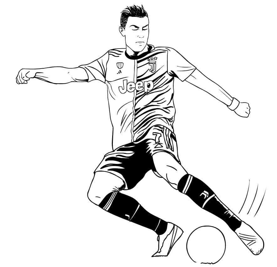 Desenho de Cristiano Ronaldo em Partida para Colorir