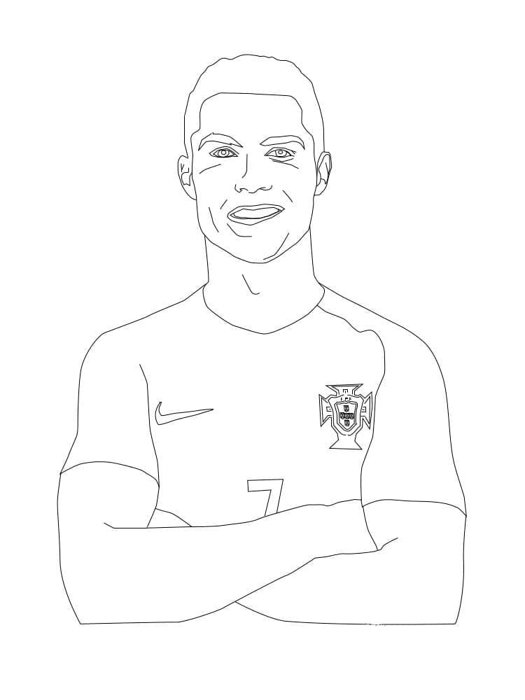 Desenho de Cristiano Ronaldo Sorridente para Colorir