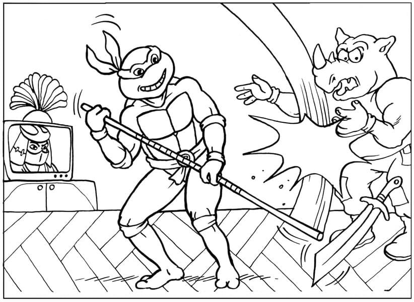 Desenho de Donatello Tartarugas Ninja Engraçado para Colorir