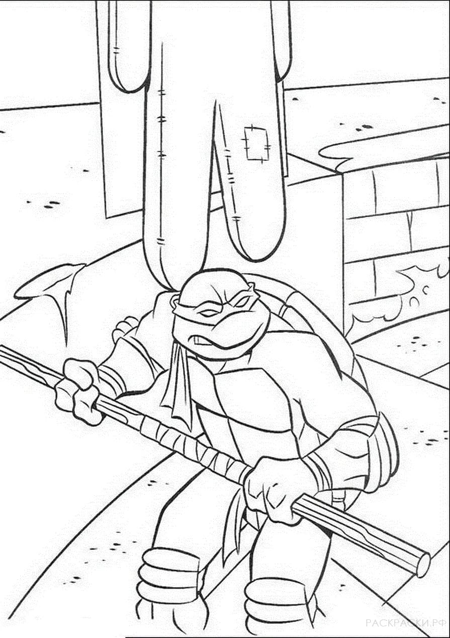 Desenho de Donatello Tartarugas Ninja Realista para Imprimir