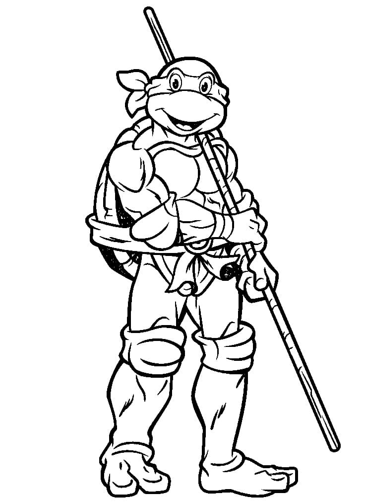 Desenho de Donatello Tartarugas Ninja Sorridente para Colorir