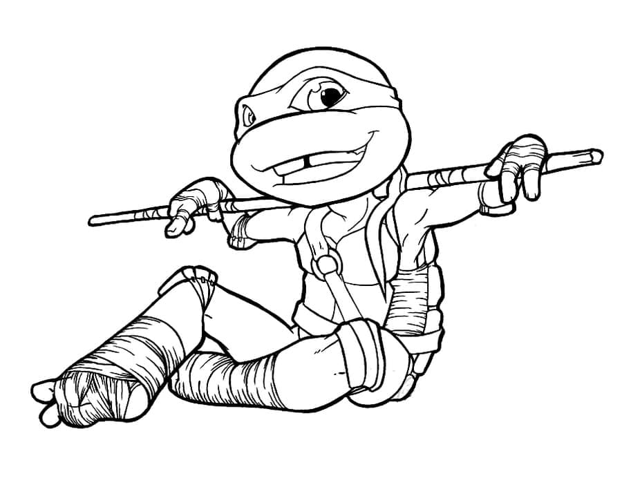 Desenho de Pequeno Donatello Tartarugas Ninja para Colorir
